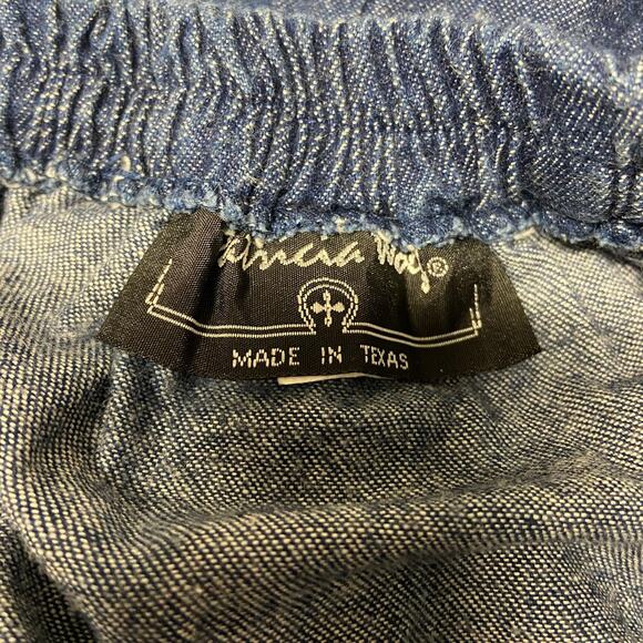 Patricia Wolf Skirt Denim Blue Jean Swing S Vintage Made in USA  Women's Tiered - Picture 9 of 12